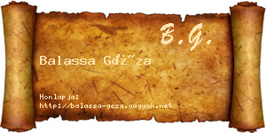 Balassa Géza névjegykártya
