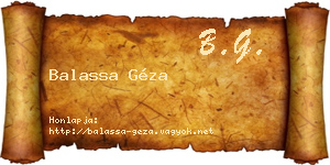 Balassa Géza névjegykártya